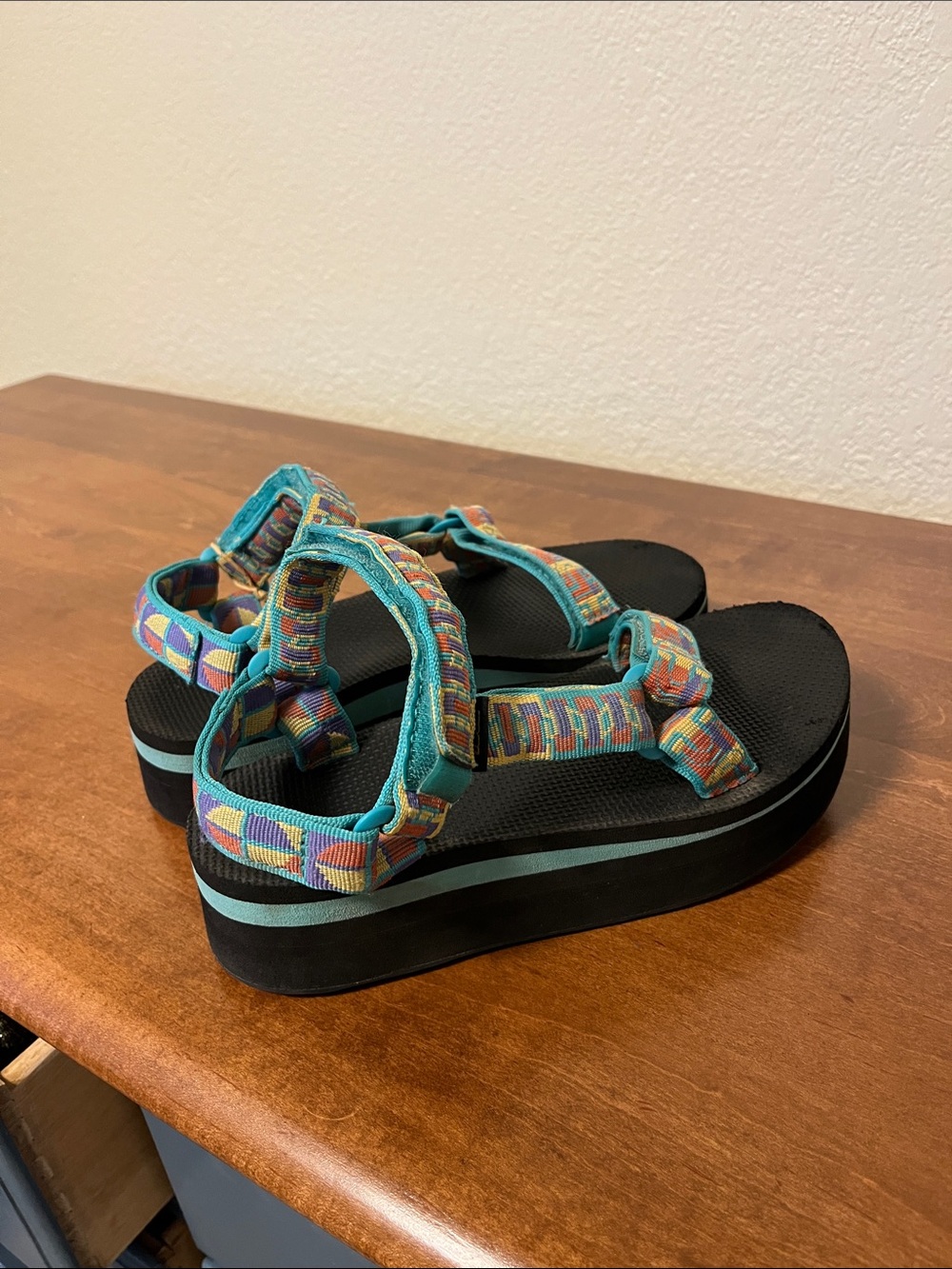 Teva Teal Multicolor Platform Sandals for Women